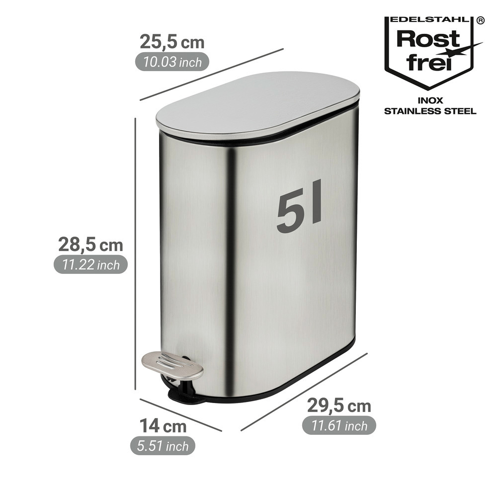 COLLUNGO Kosmetikeimer aus Edelstahl, 5 Liter