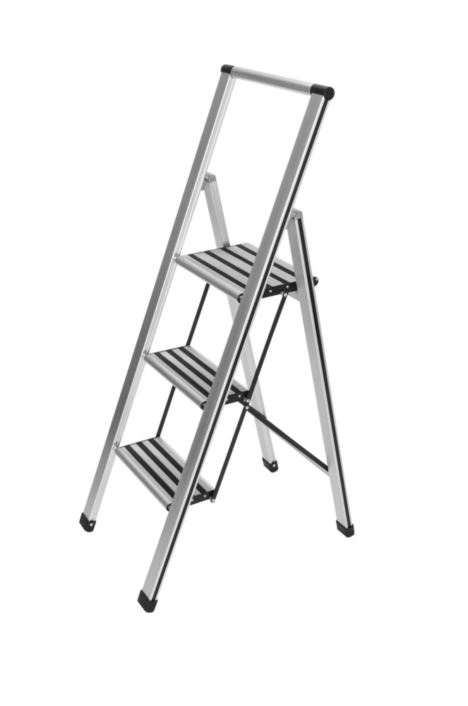 Klapptrittleiter silber aus Aluminium, 3-stufig