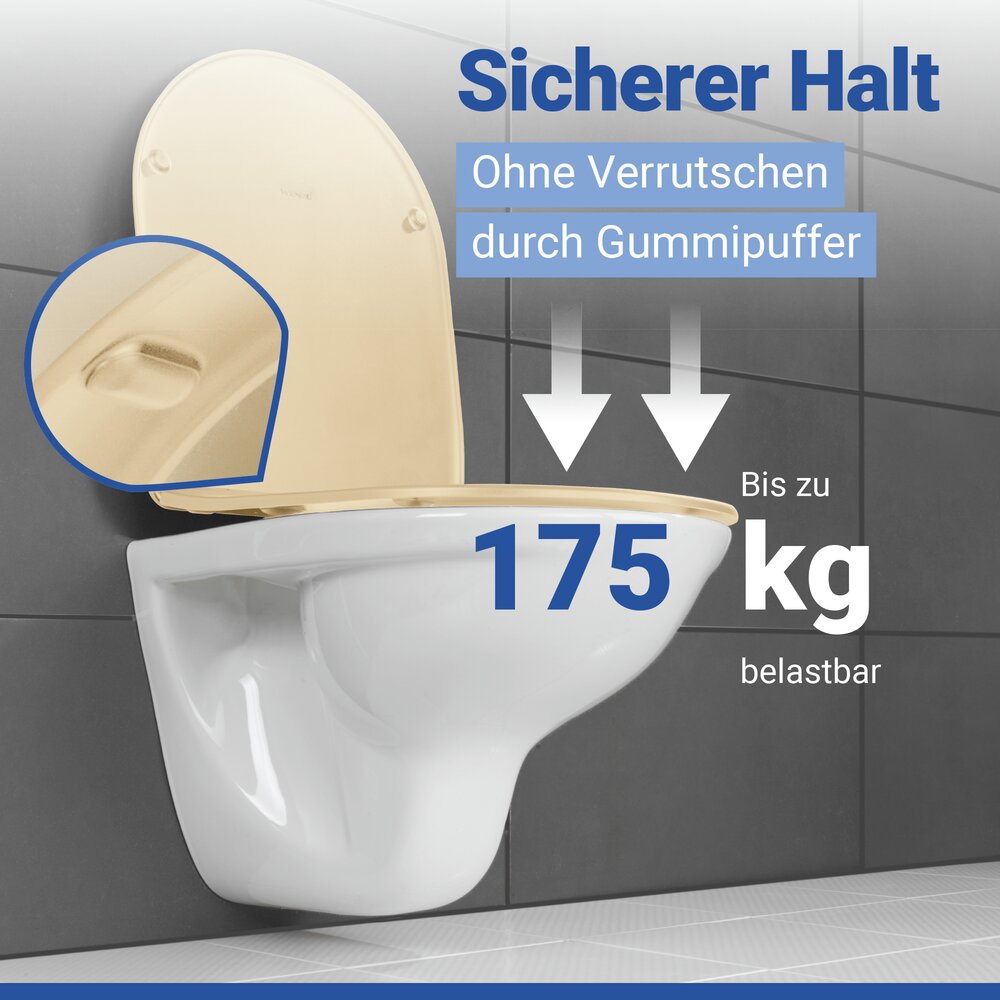GALATI beige matt WC-Sitz belastbar bis 175 kg