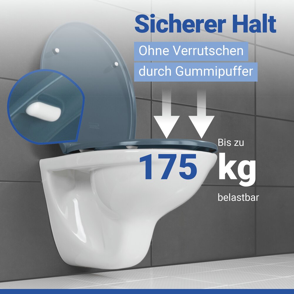 SAMOS Slate Blue Premium WC-Sitz, belastbar bis 175 kg
