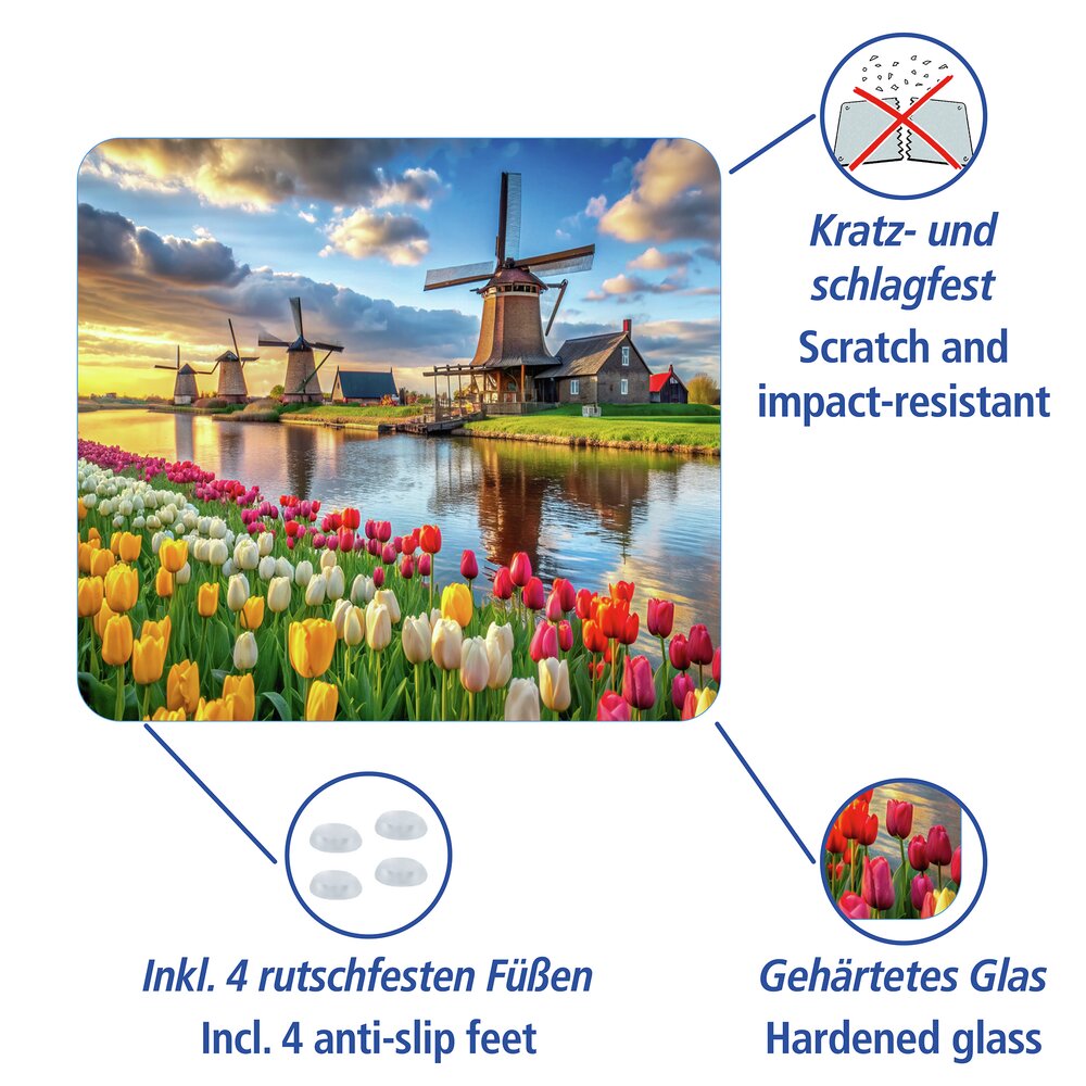WINDMÜHLE Multiplatte 56x50 cm aus Glas