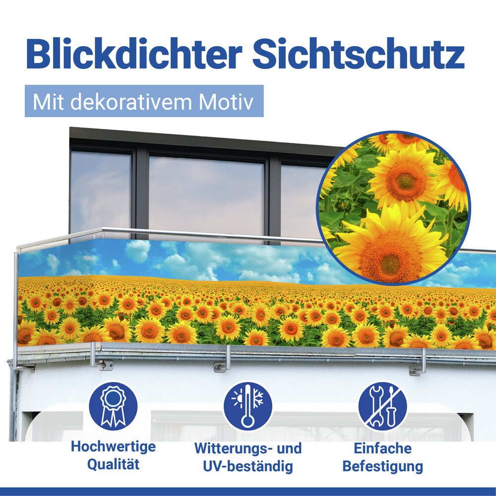SONNENBLUMENFELD Balkon-Sichtschutz, 85x500 cm
