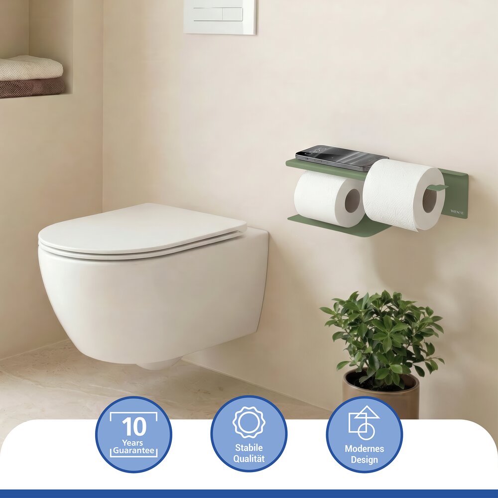 LIZAN grün Turbo-Loc® Toilettenpapierhalter mit Ablage