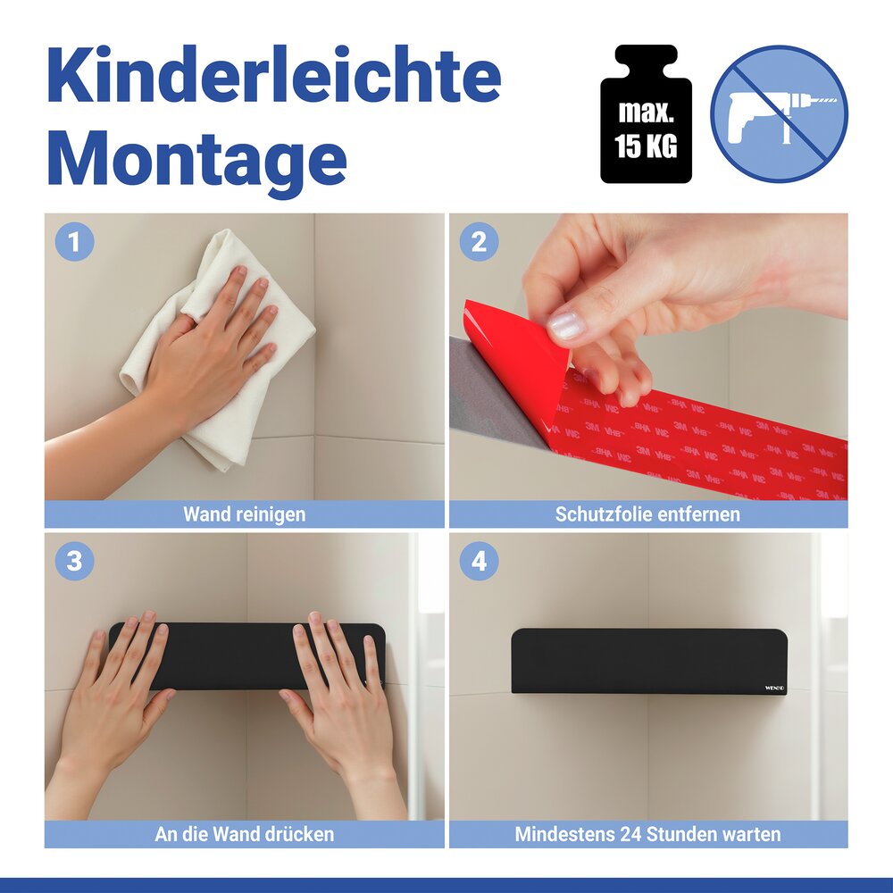 LIZAN schwarz Turbo-Loc® Eckablage aus Edelstahl