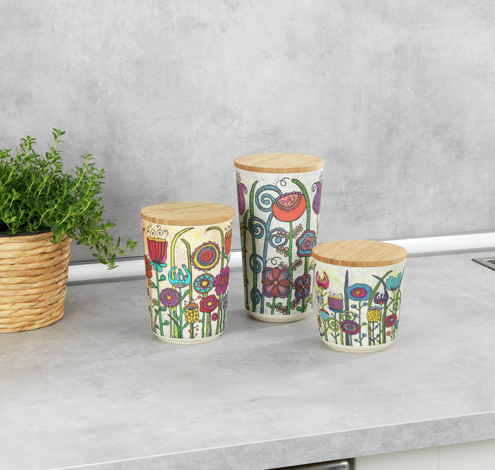 GARDEN Vorratsdose mit Bambusdeckel; 3er-Set