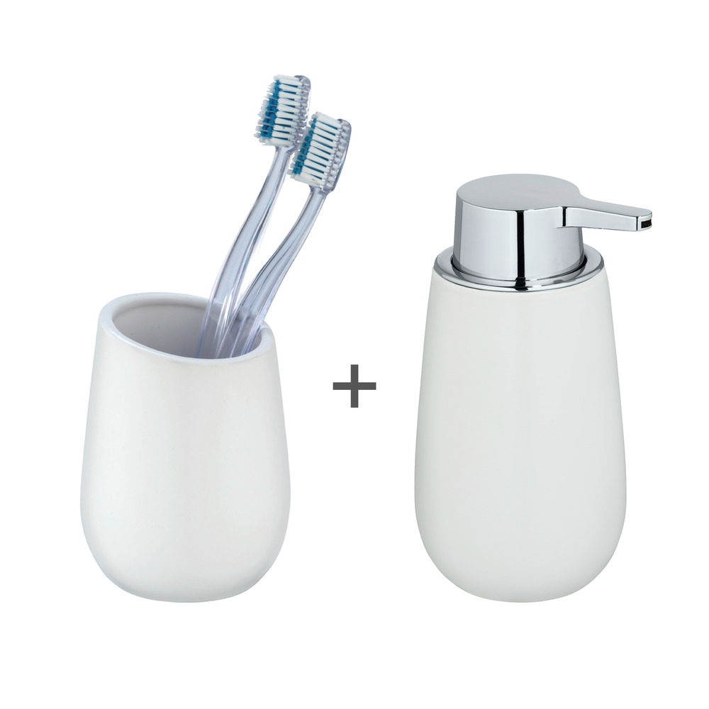 BADI weiss Badzubehör-Set aus Keramik, 2-teilig BADI weiss Badzubehör-Set aus Keramik, 2-teilig