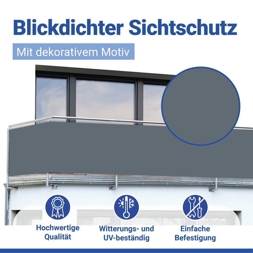 ANTHRAZIT Balkon-Sichtschutz, 85x500 cm