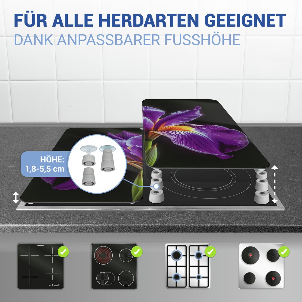 IRIS 2er-Set Herdabdeckplatten aus Glas
