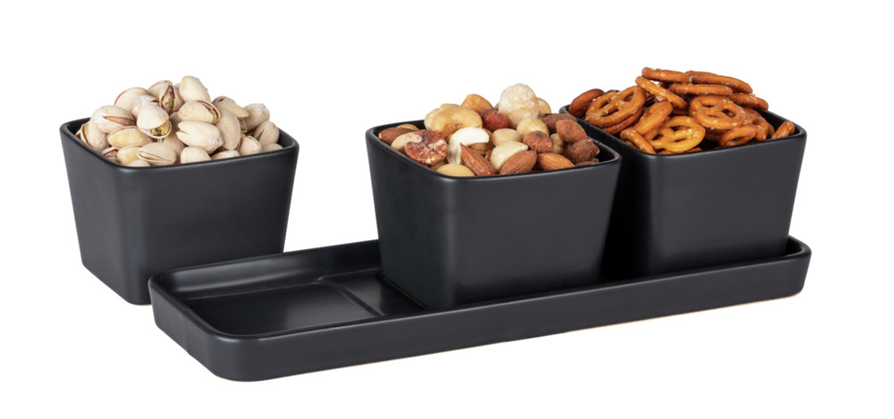 Snack & Dip Schalen-Set in schwarz, 4-teilig
