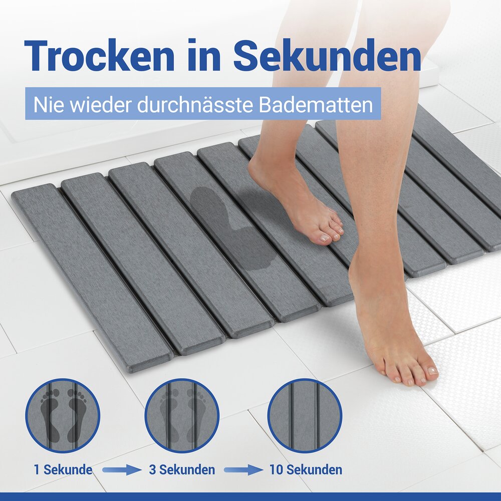 TRITEA grau Badematte schnelltrocknend 55x39cm