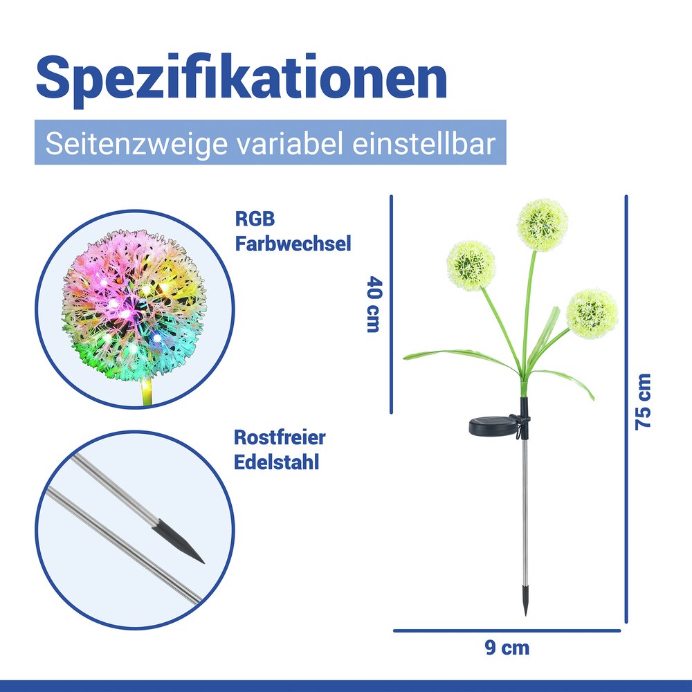 PUSTEBLUME Gartenstecker Solar, 2er-Set