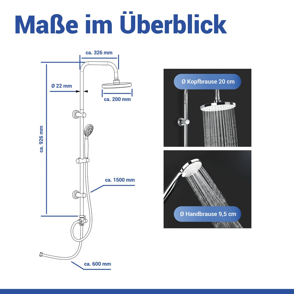 UNO chrom Brauseset mit 2 Duschköpfen