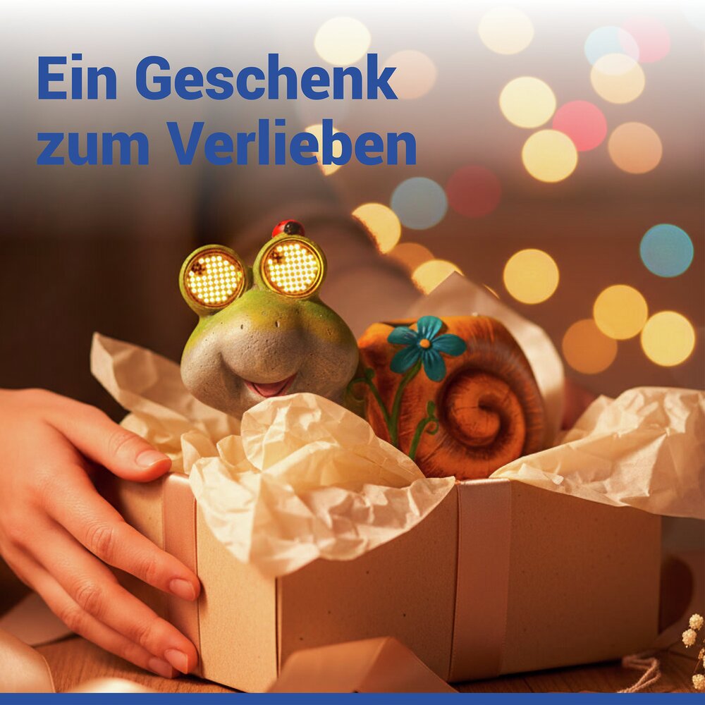 SCHNECKE Gartenfigur mit blinkenden LED-Augen