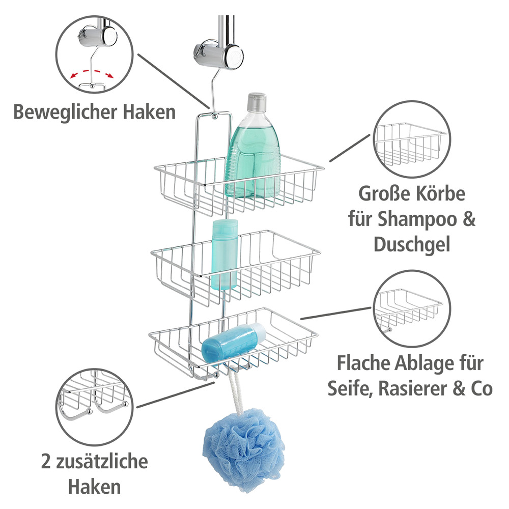 NIVALA Duschcaddy mit 3 Ablagen für Duschwand