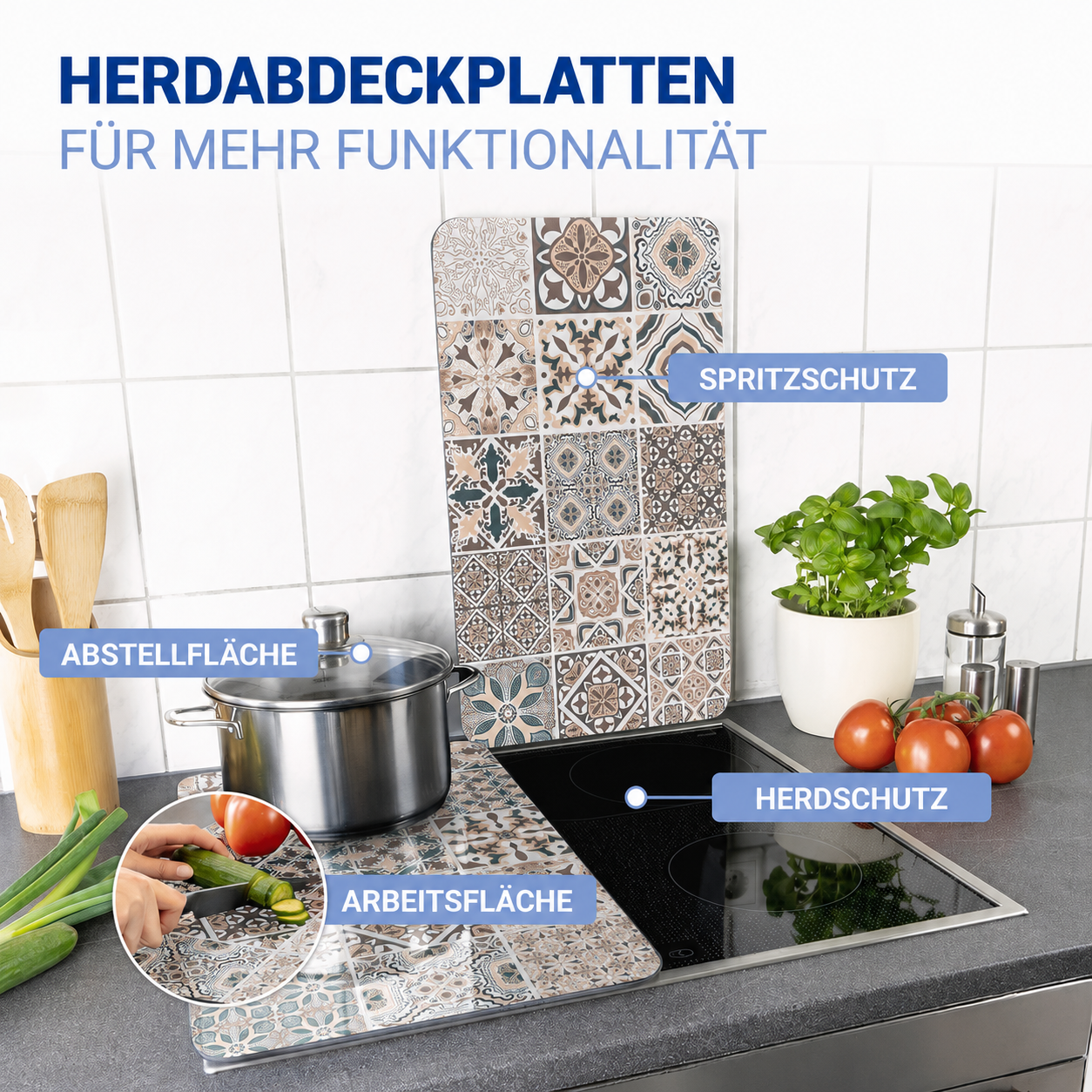 KACHEL 2er-Set Herdabdeckplatten aus Glas