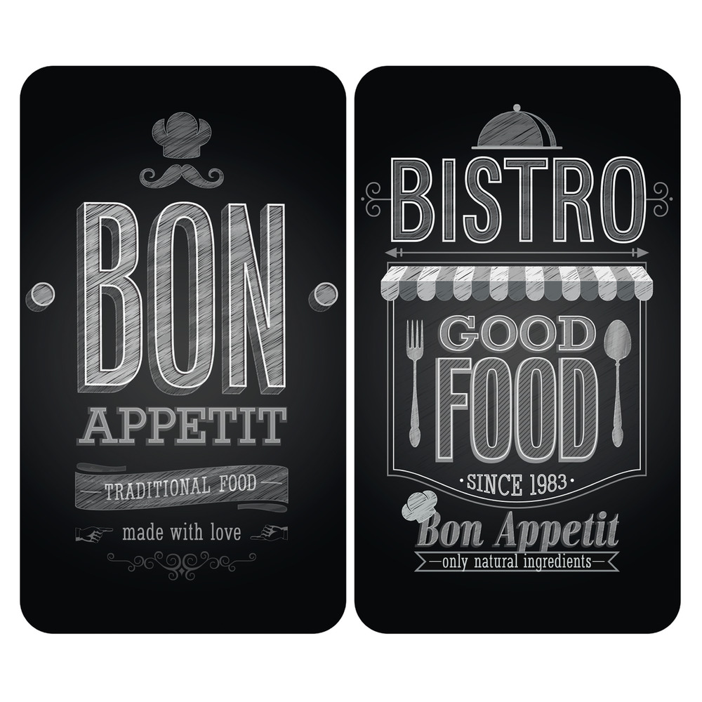 Glasabdeckplatten Universal Mod. Bon Appetit, 2er Set