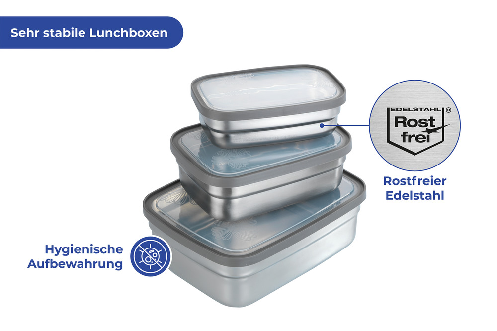 LUNCHBOXEN aus Edelstahl, 3er-Set