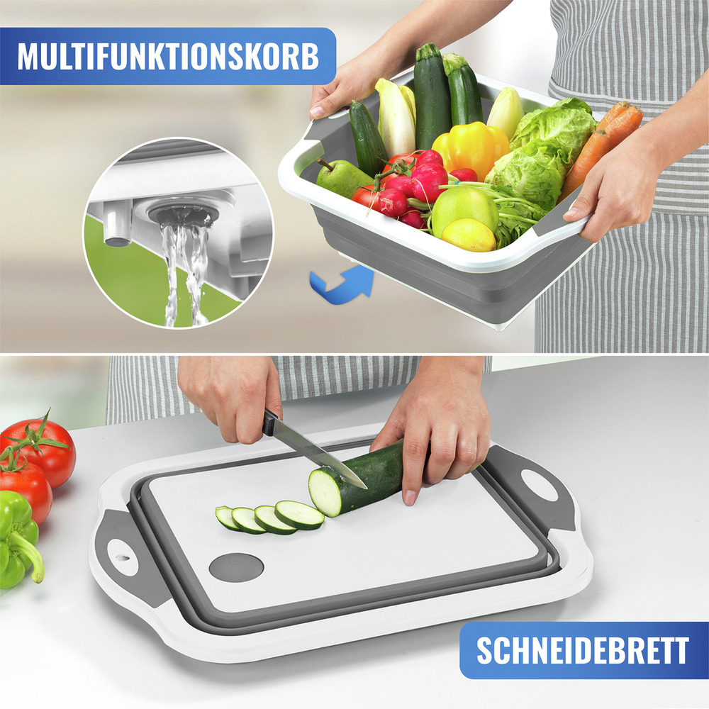 2in1 Schneidebrett + faltbarer Multifunktionskorb, 5 l