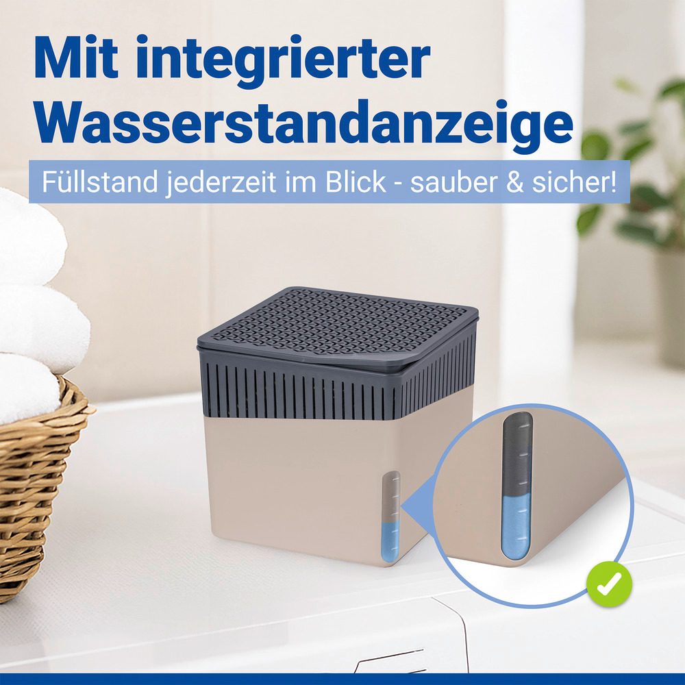 CUBE beige Entfeuchter + 2x500g Granulat