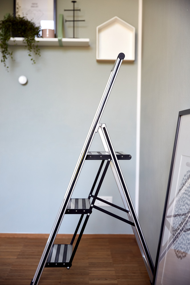 Klapptrittleiter silber aus Aluminium, 3-stufig