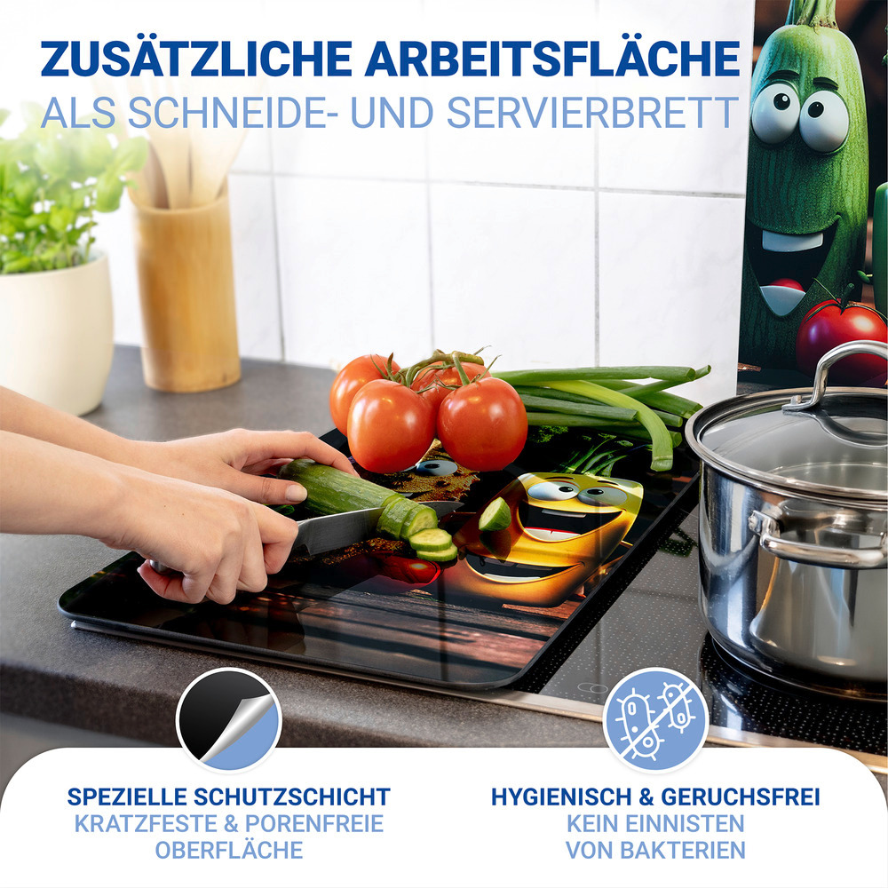LUSTIGES GEMÜSE 2er-Set Herdabdeckplatten aus Glas