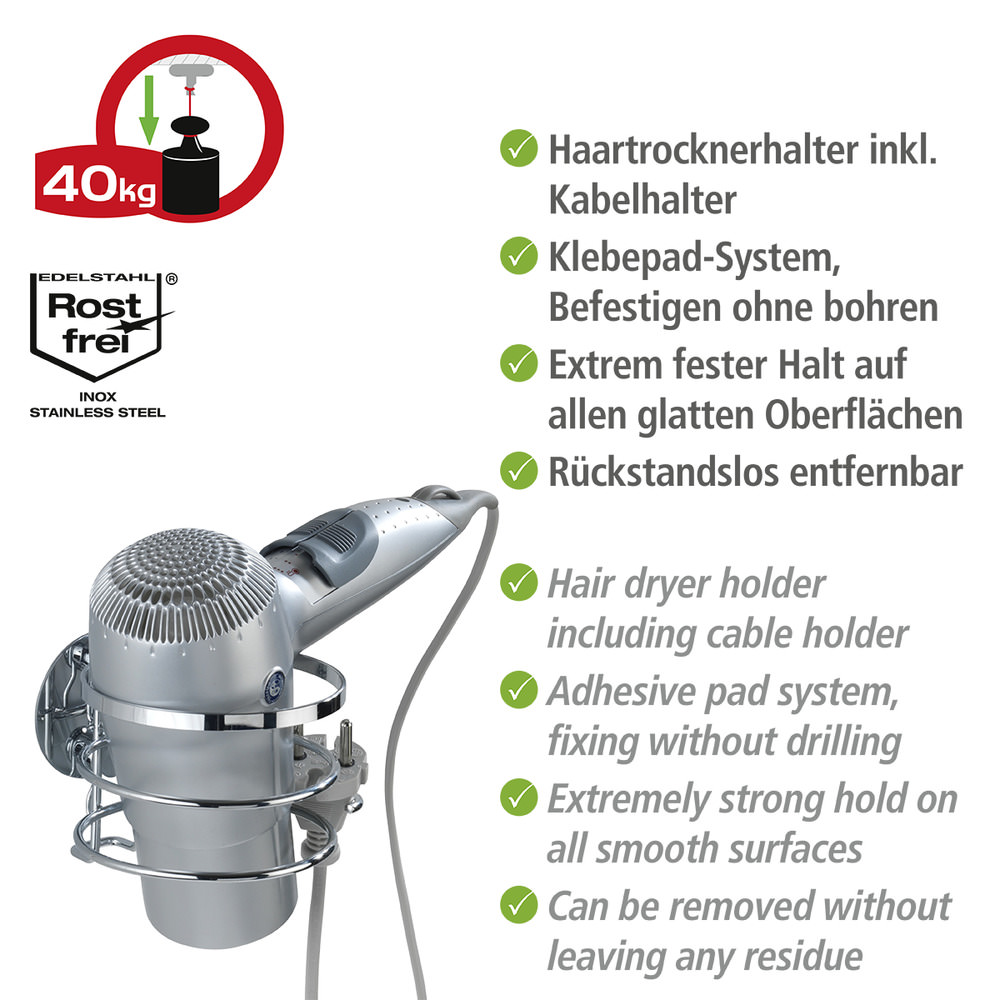 TURBO-Loc® Haartrocknerhalter aus Edelstahl