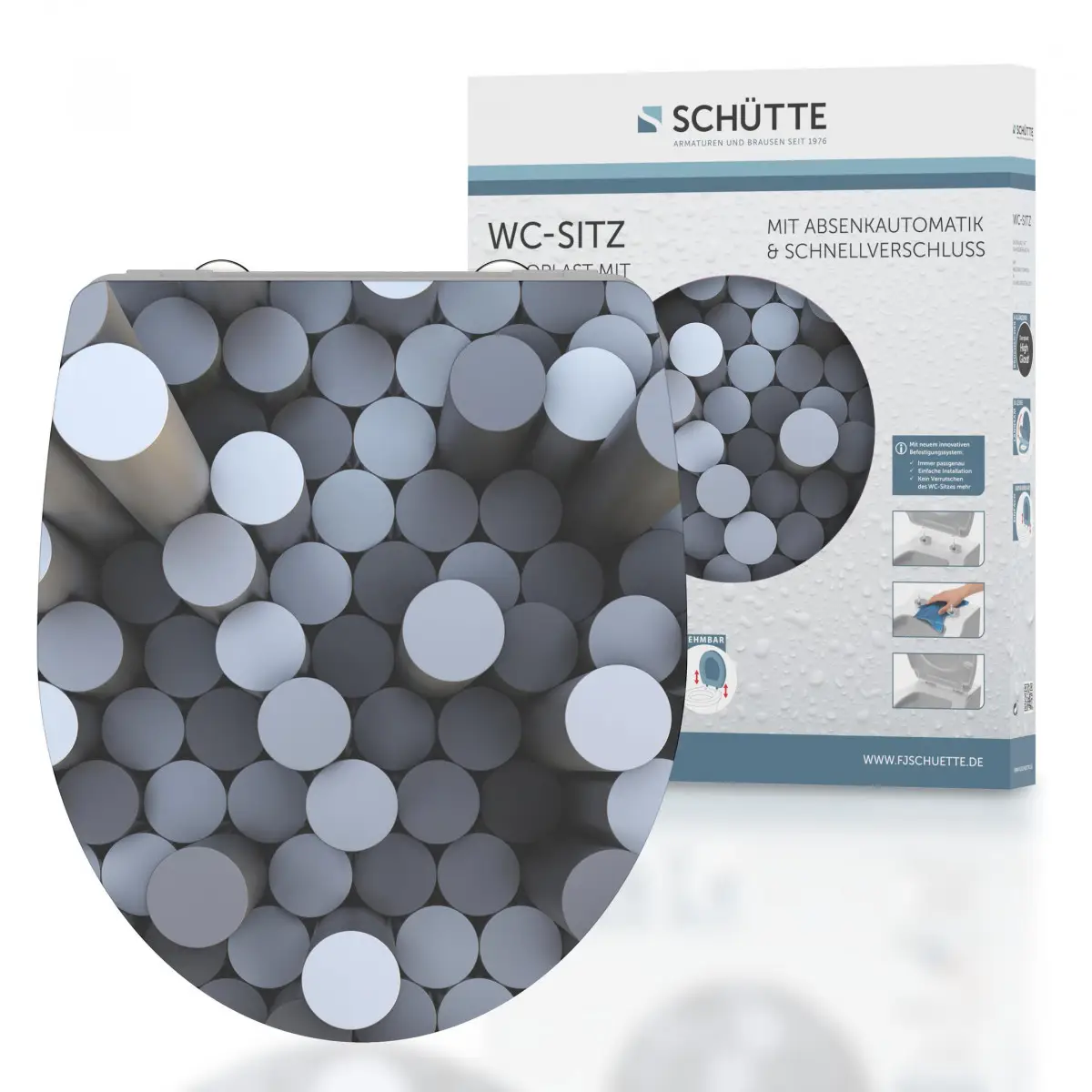 ROUND DIPS High-Gloss WC-Sitz, Montage von oben