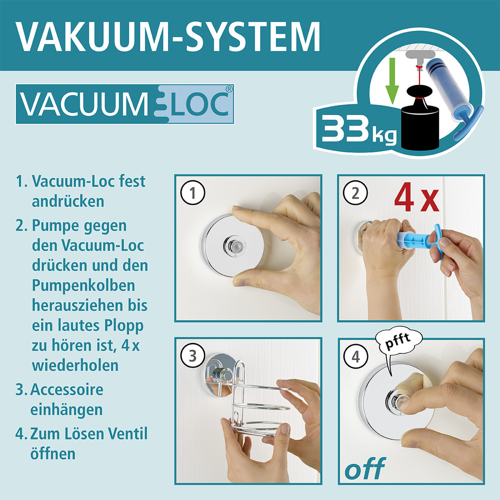 QUADRO eckig Vacuum-Loc® Wandhaken, 2er-Set