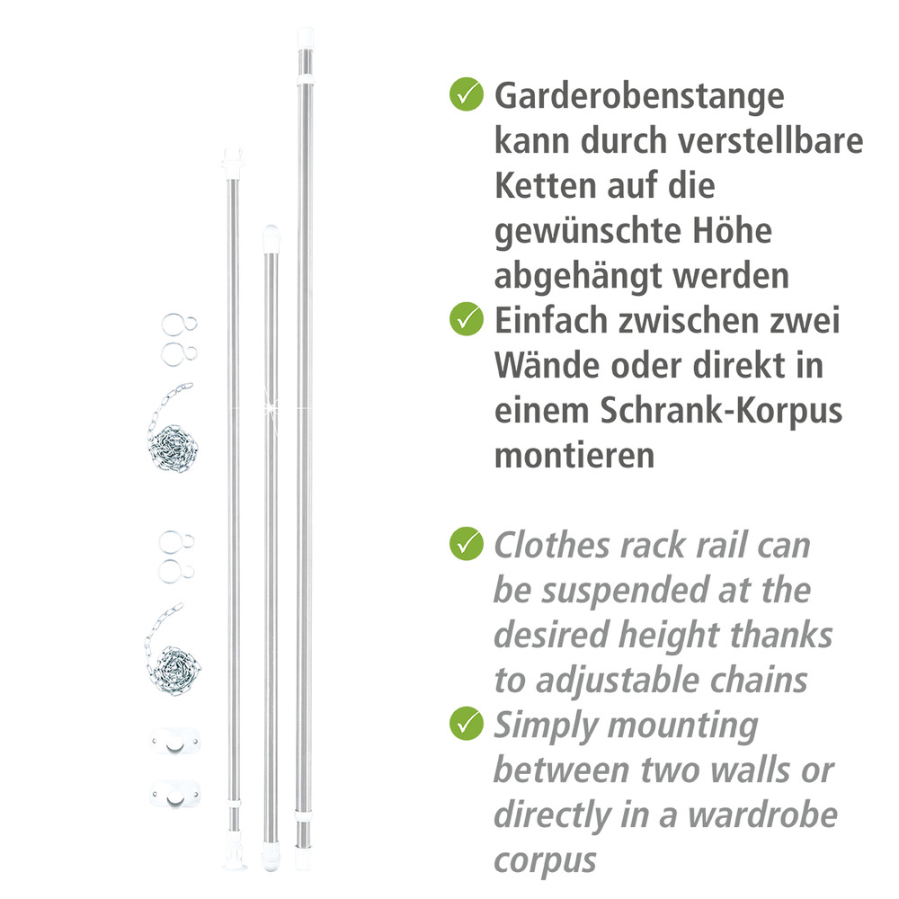 Teleskop-Garderoben-Set aus Edelstahl, 3-teilig