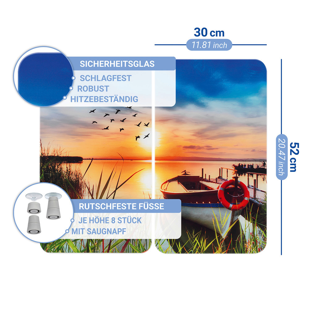 IDYLLE AM SEE 2er-Set Herdabdeckplatten aus Glas