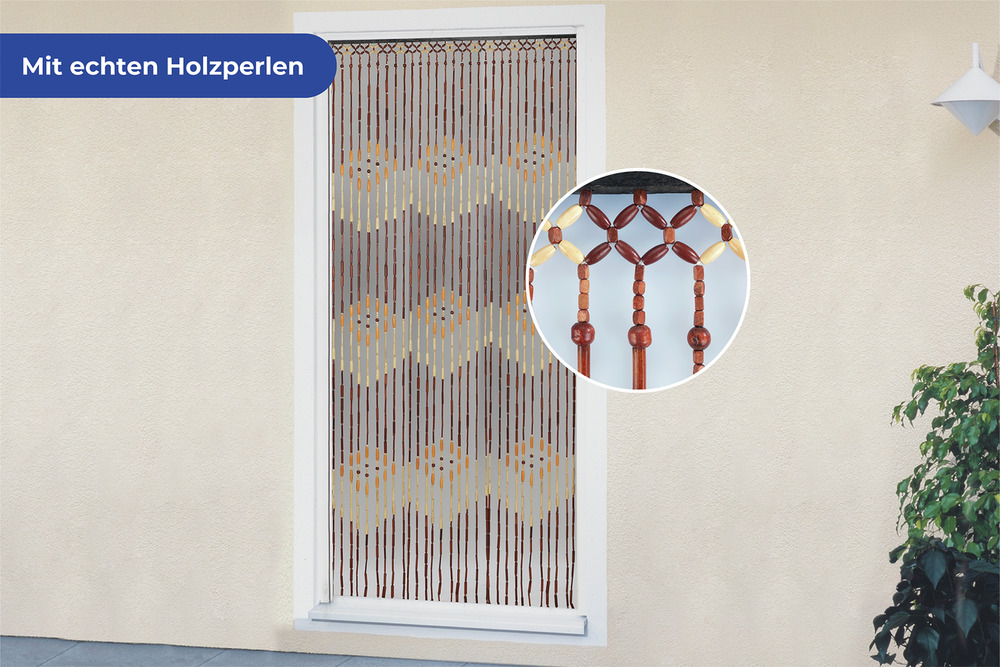 HOLZPERLEN dunkel Vorhang für Balkontür aus Bambus