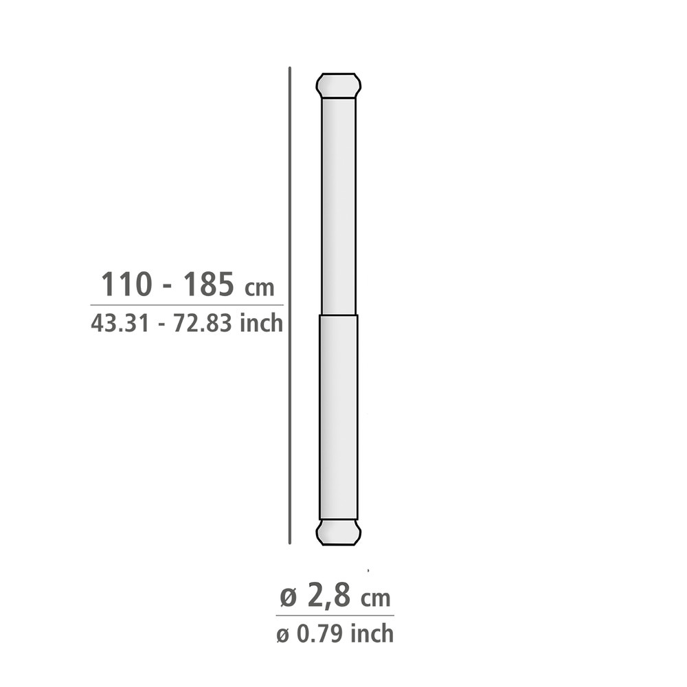 LUZ weiss 110 - 185 cm Duschvorhangstange 