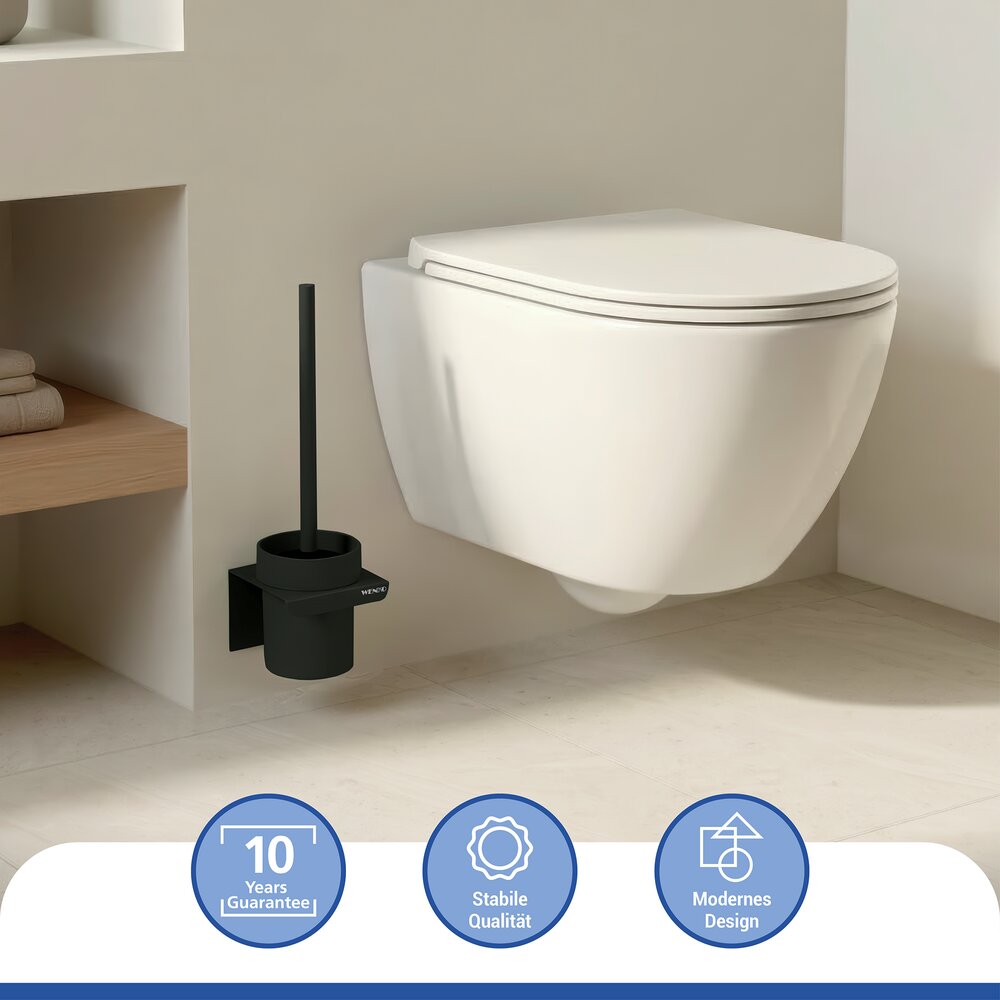 LIZAN schwarz Turbo-Loc® WC-Garnitur ohne Bohren