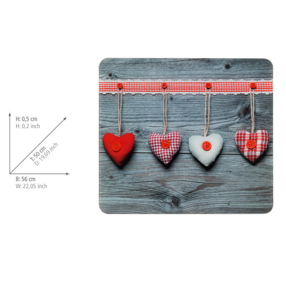 HERZEN Multiplatte 56x50 cm aus Glas