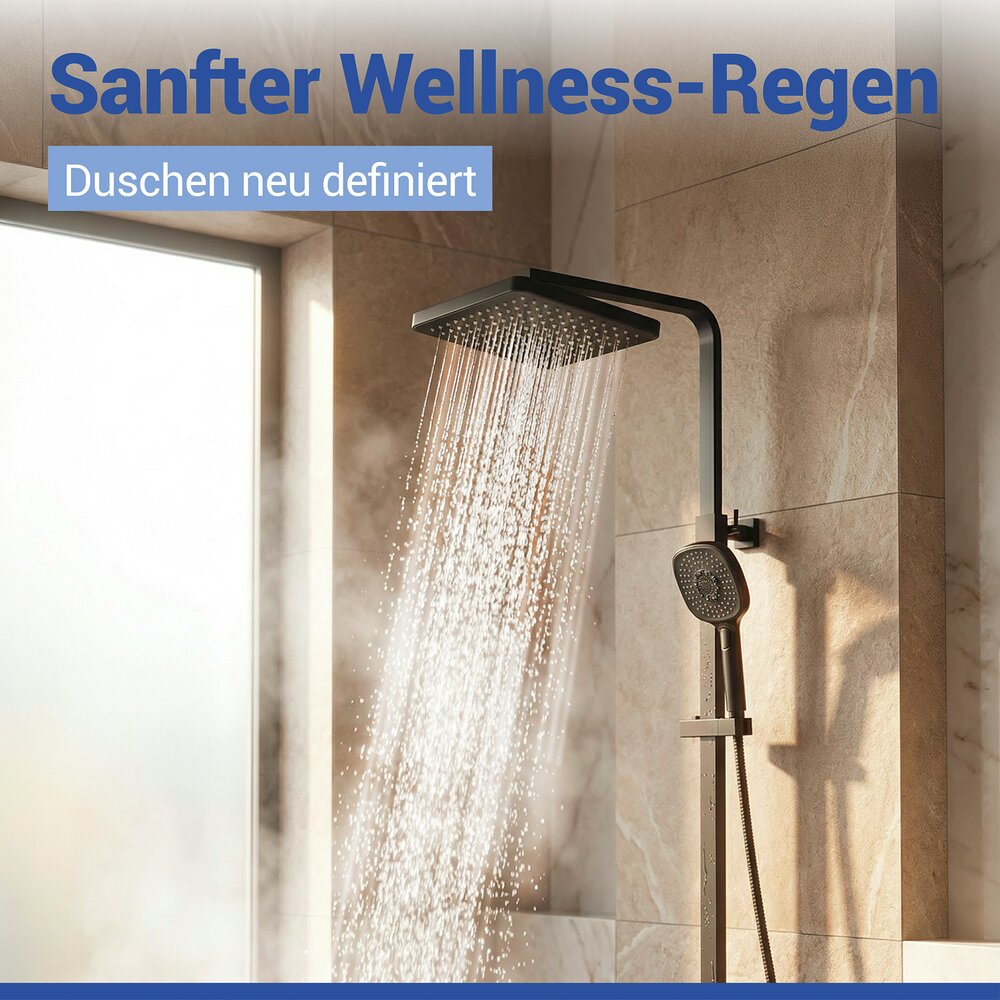 CUADRO schwarz Premium Duschsystem mit Armatur