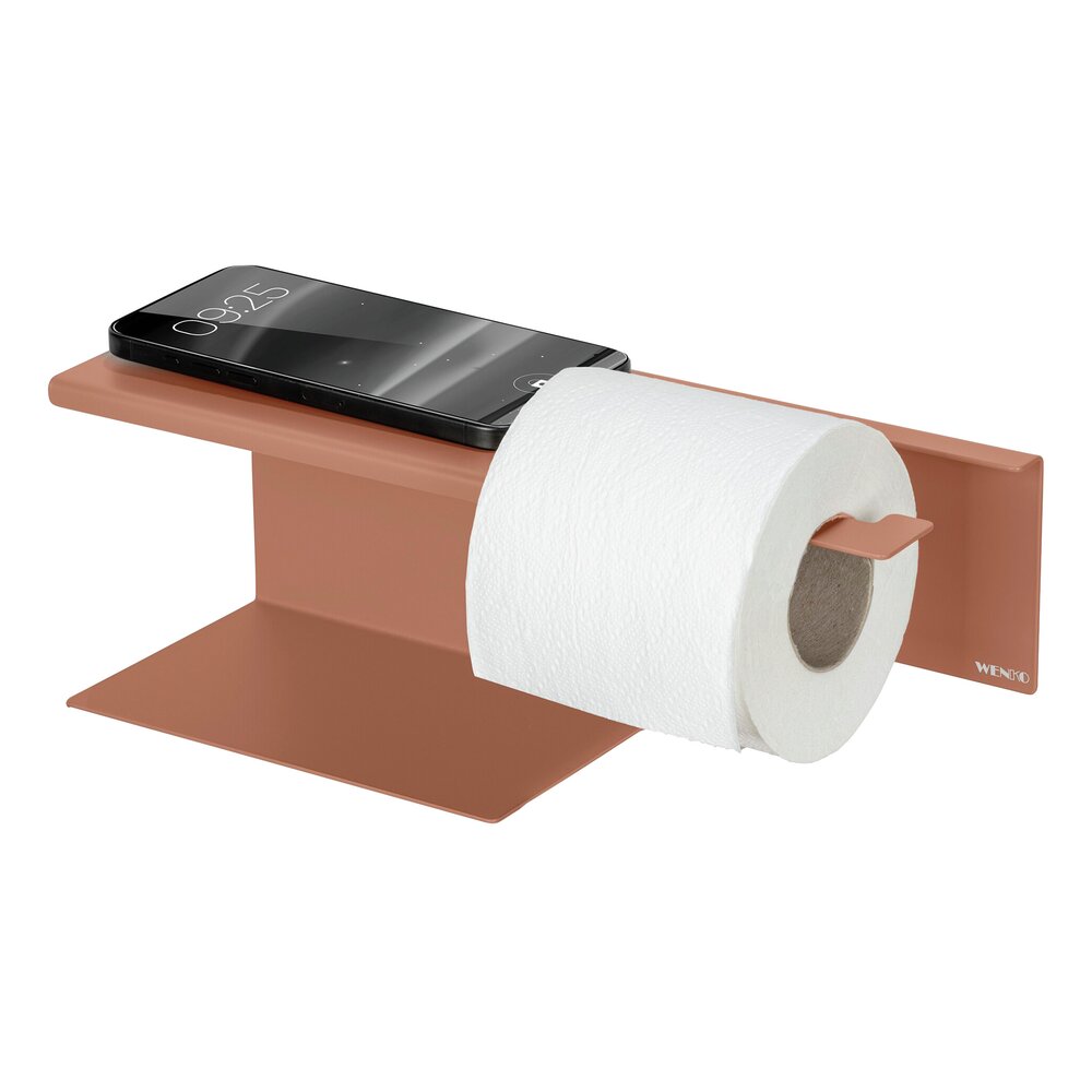 Turbo-Loc® Toilettenpapierhalter mit Ablage Mod. Lizan Braun