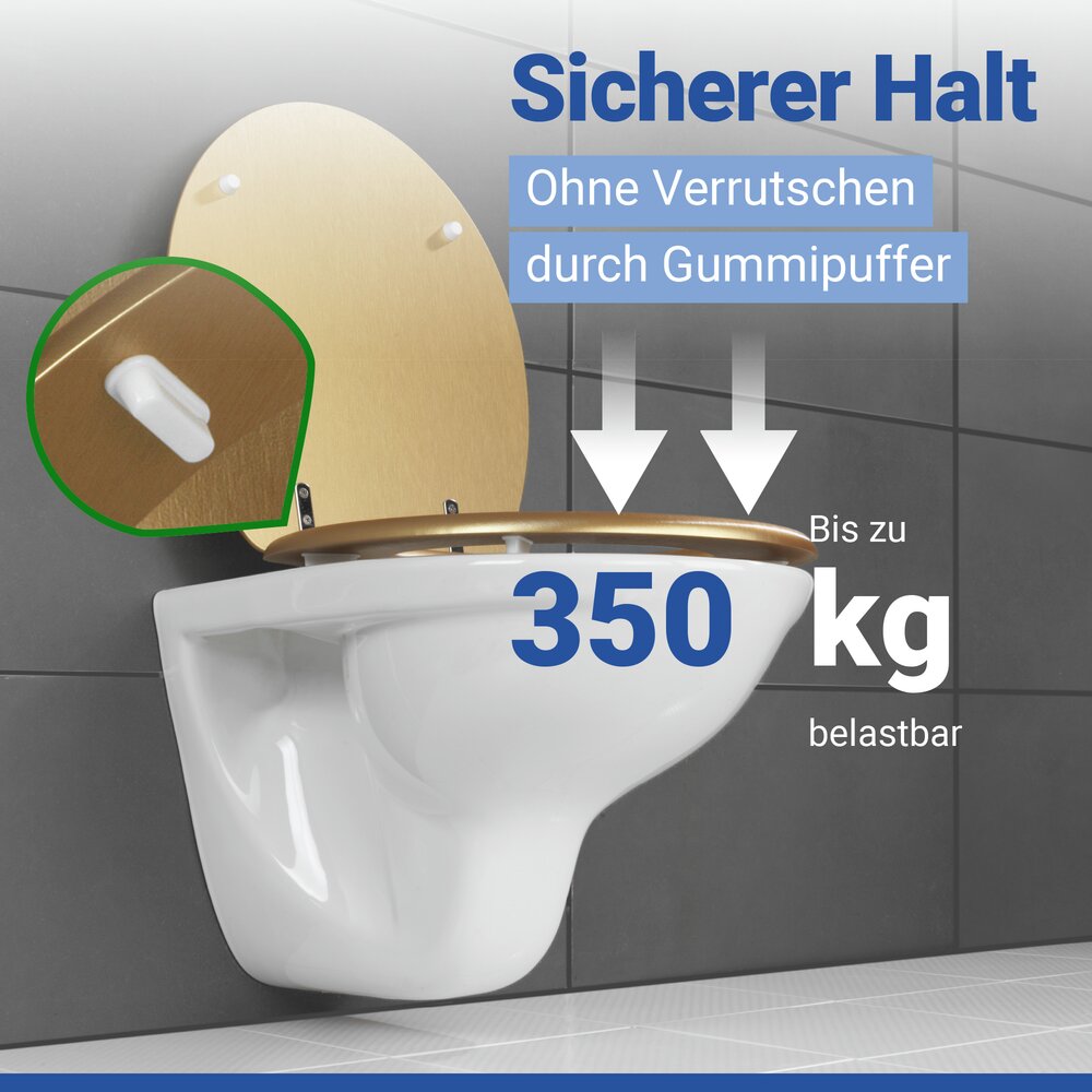 ALDENO Gold matt WC-Sitz belastbar bis 350 kg