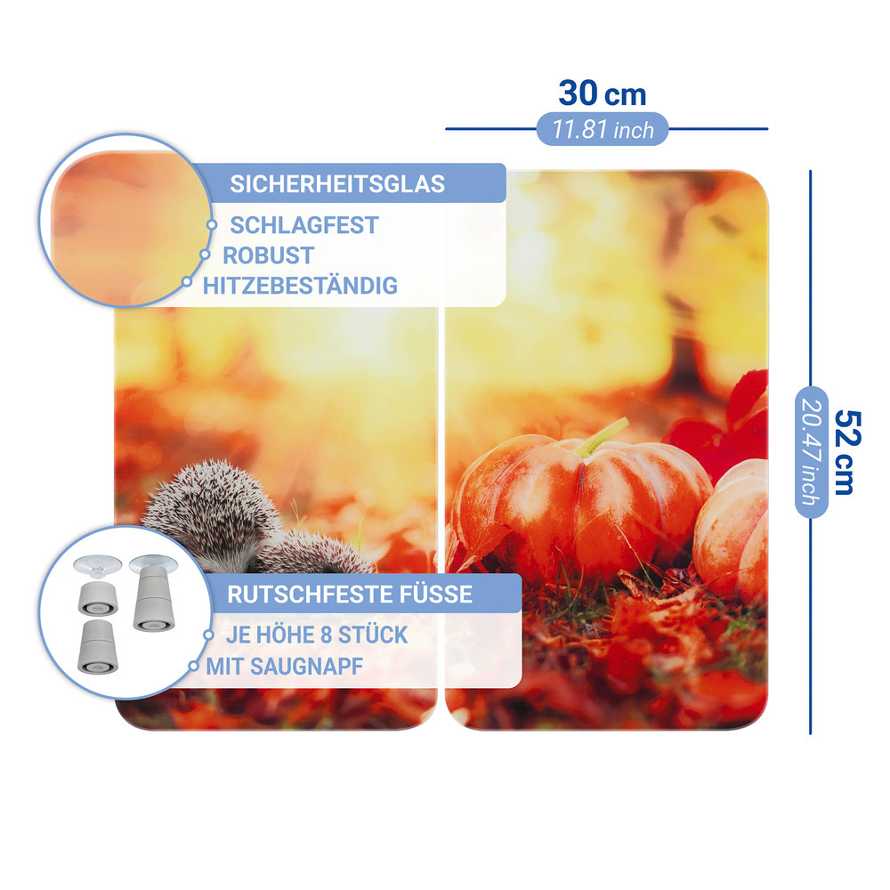 HERBST 2er-Set Herdabdeckplatten aus Glas