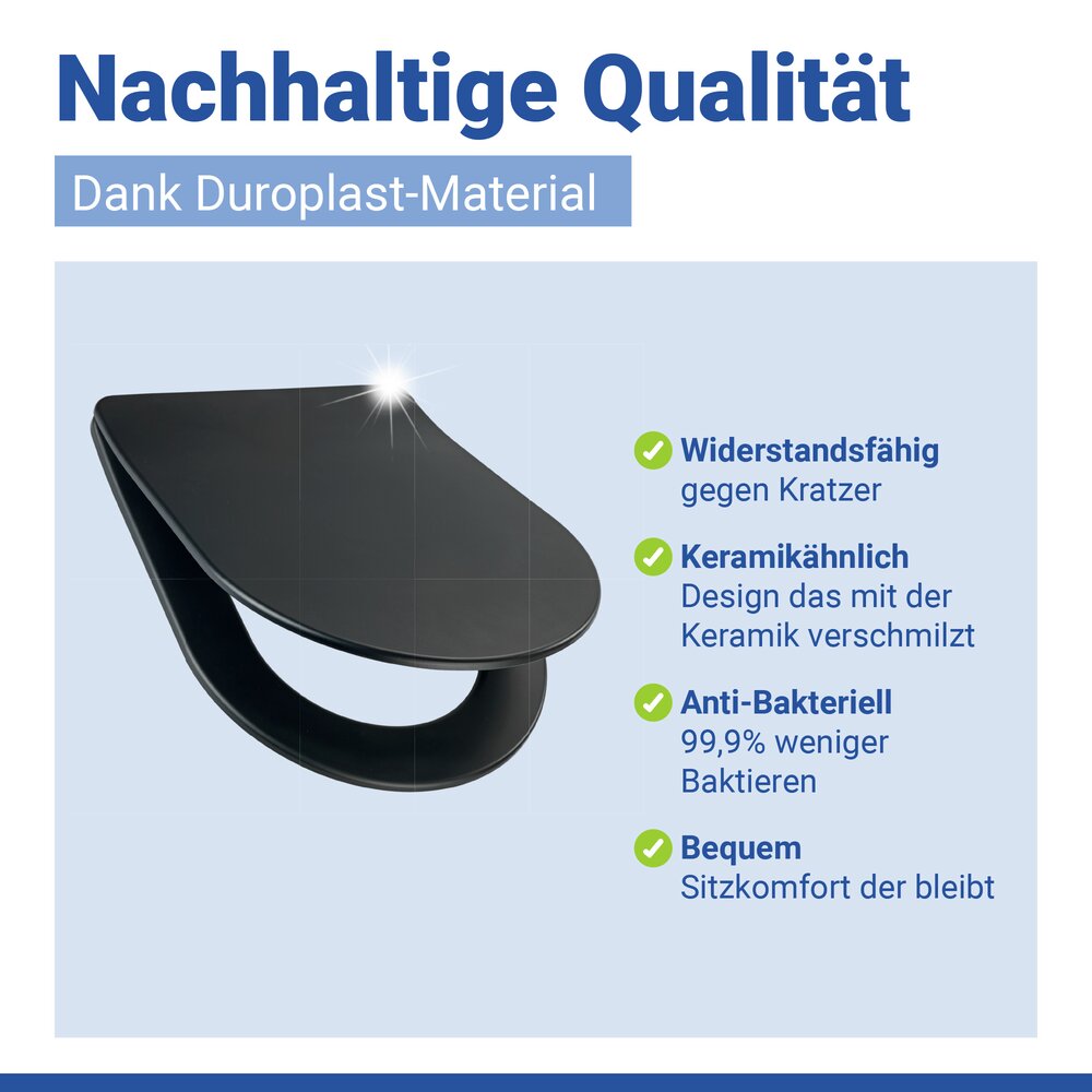 GALATI schwarz matt WC-Sitz belastbar bis 175 kg