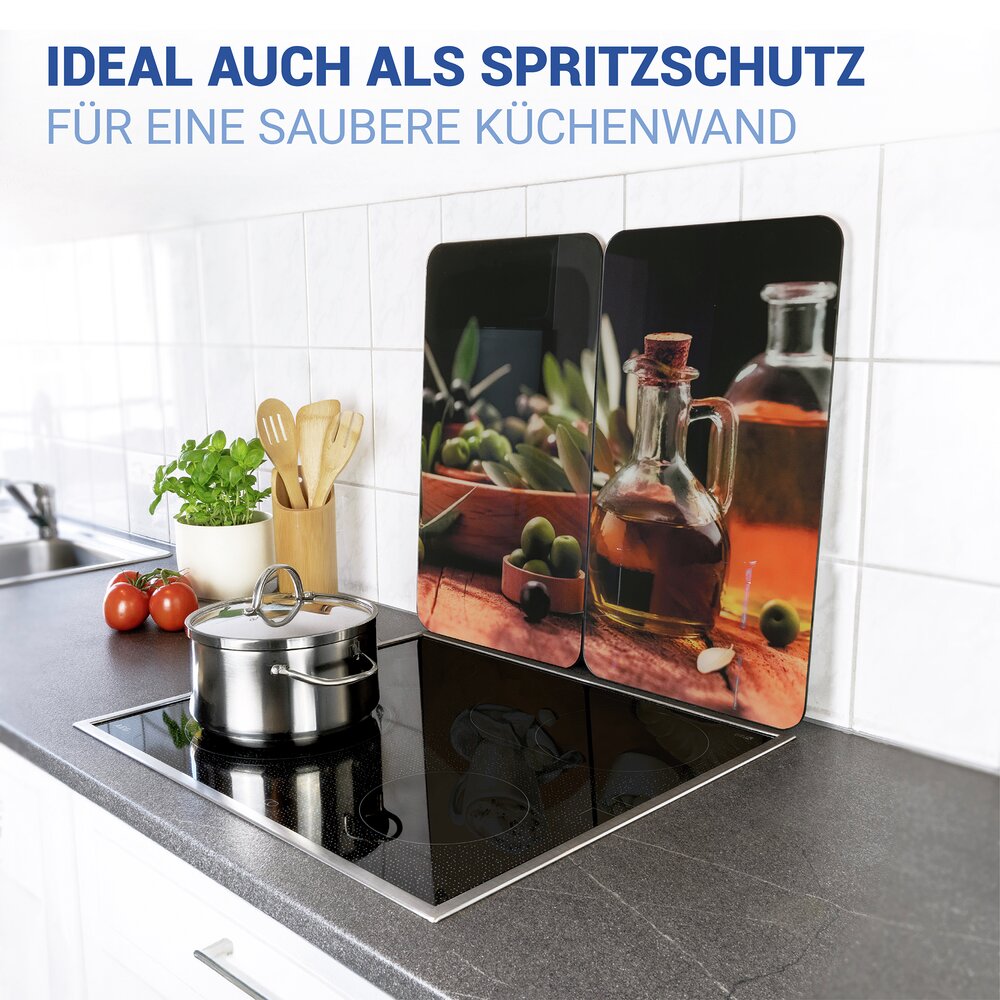 OLIVENÖL 2er-Set Herdabdeckplatten aus Glas