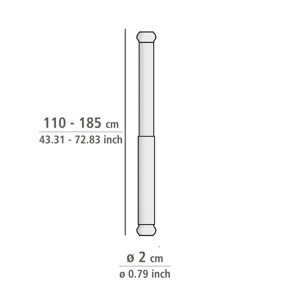 WEISS 110 - 185 cm Duschvorhangstange 