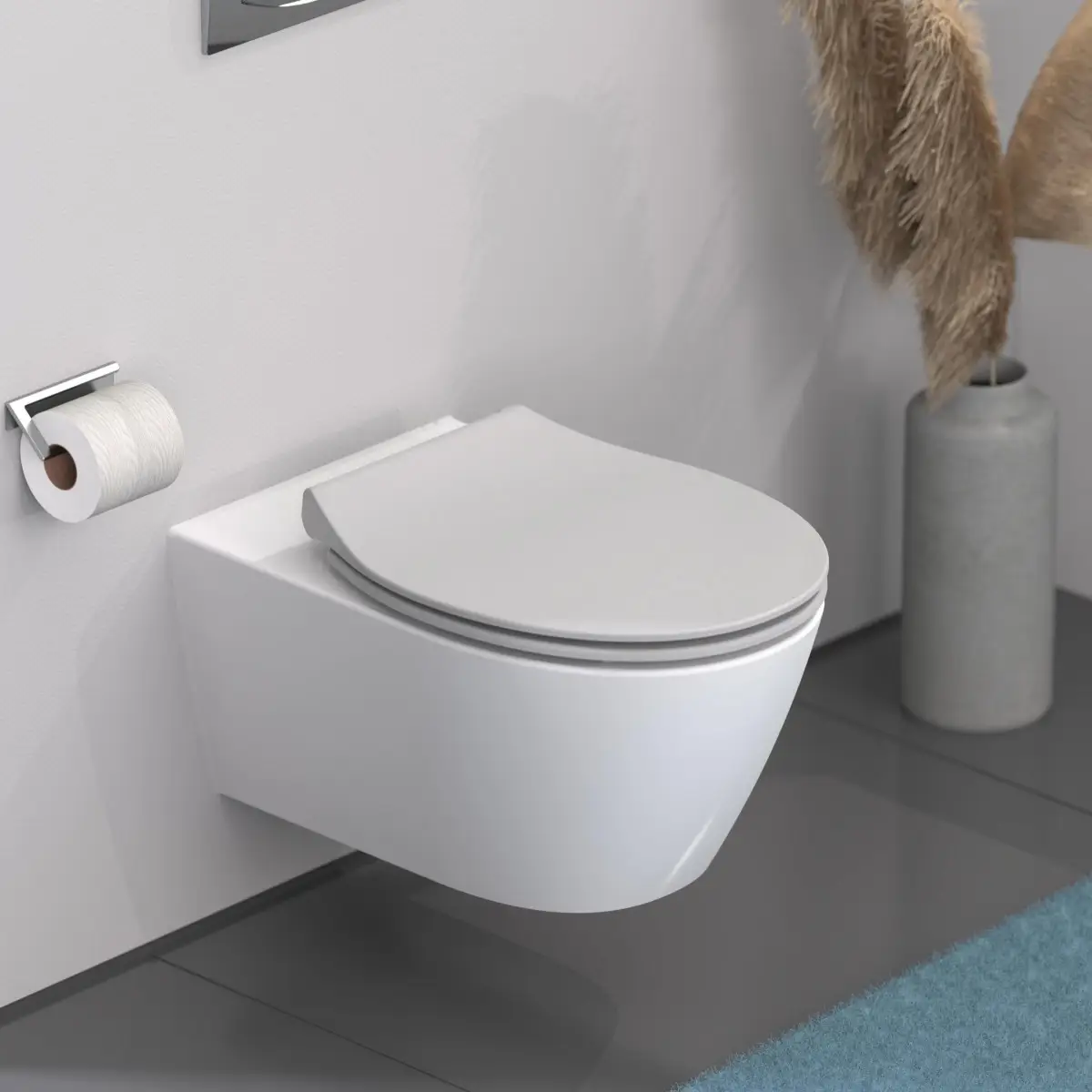SLIM GREY WC-Sitz extra-flach mit Absenkautomatik