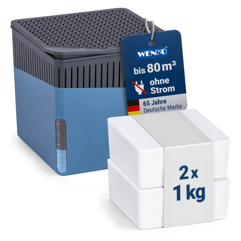 CUBE blau Entfeuchter + 2x1000g Granulat