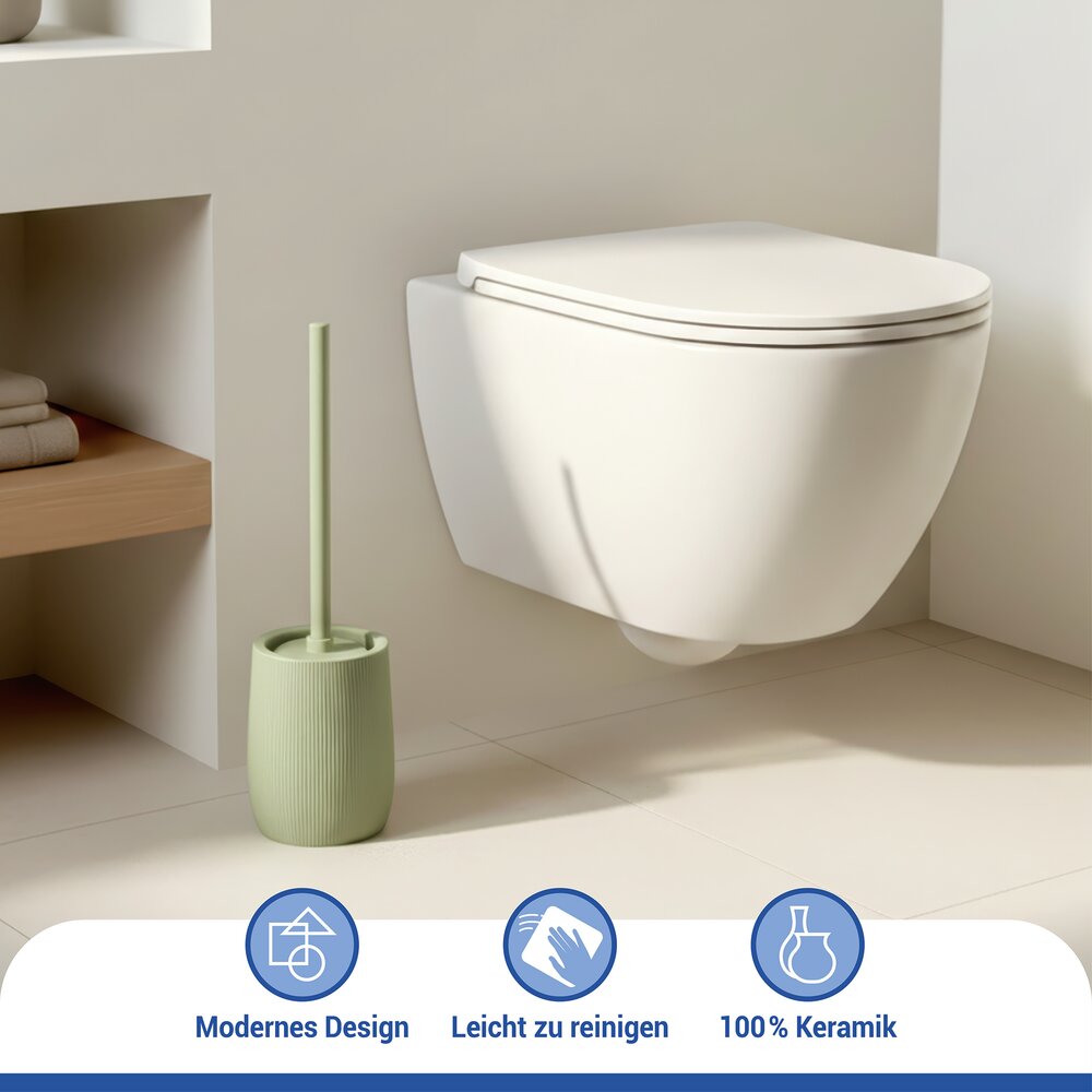 FABLO grün WC-Garnitur, Bürstenkopf aus Silikon