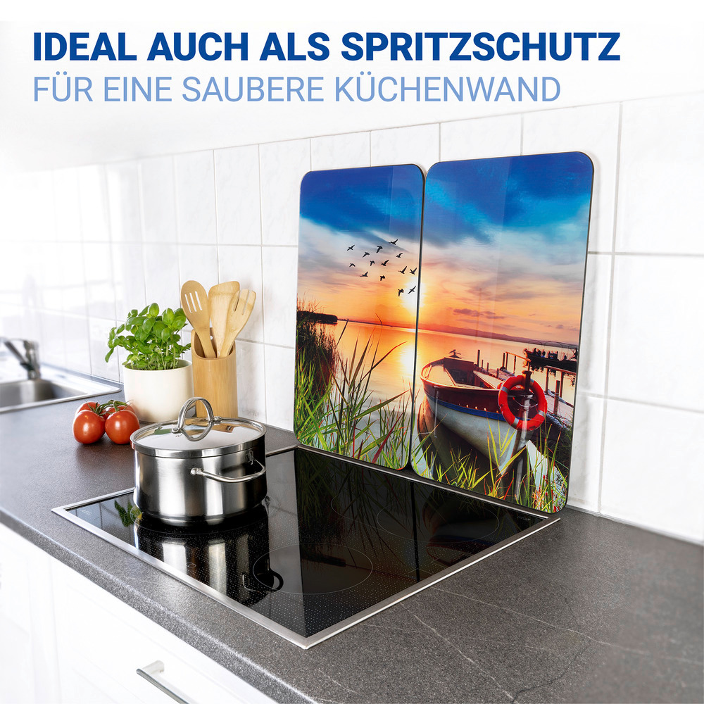 IDYLLE AM SEE 2er-Set Herdabdeckplatten aus Glas