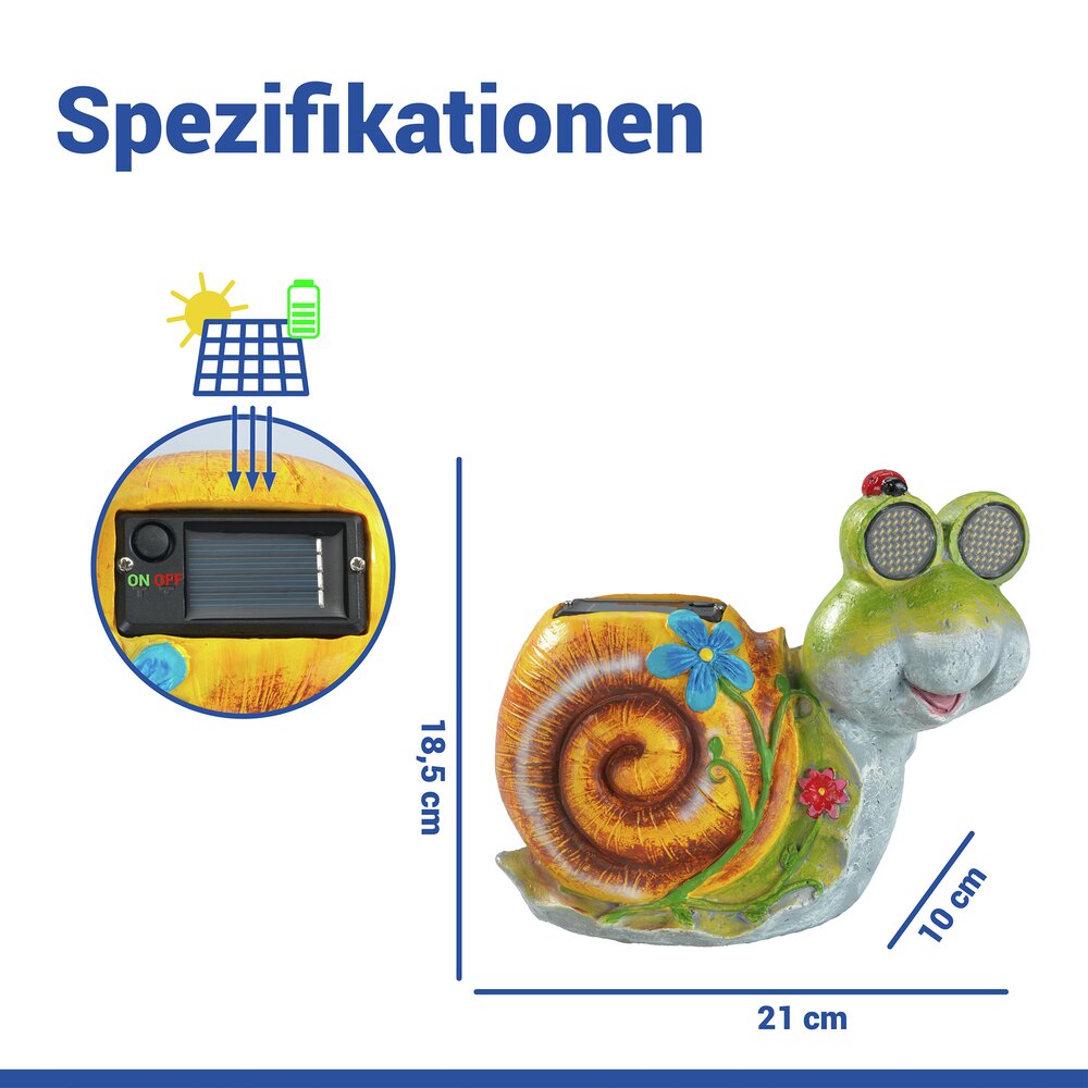 SCHNECKE Gartenfigur mit blinkenden LED-Augen