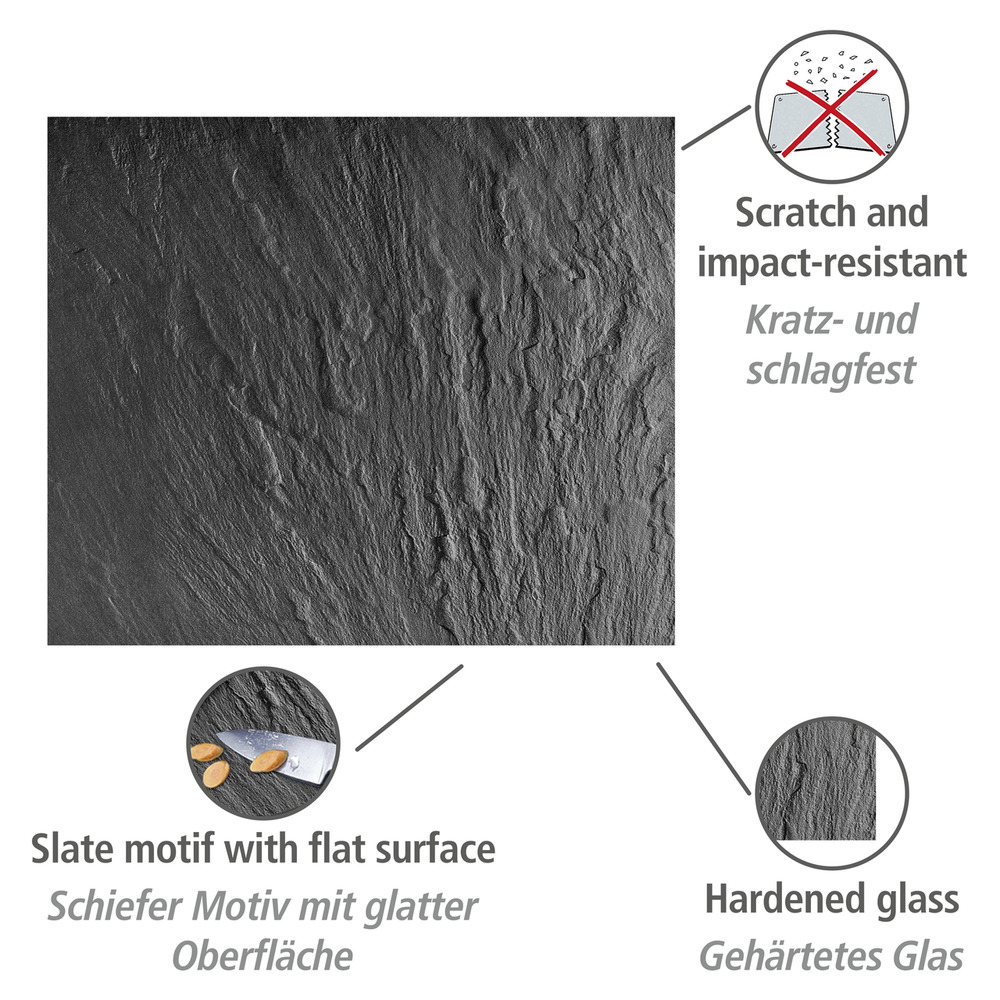SCHIEFER Spritzschutz Herd 60x50 cm aus Glas SCHIEFER Spritzschutz Herd 60x50 cm aus Glas
