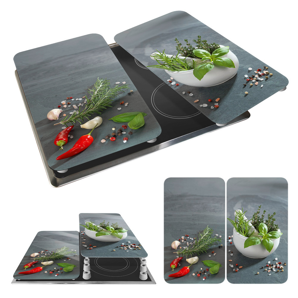 KRÄUTERKÜCHE 2er-Set Herdabdeckplatten aus Glas