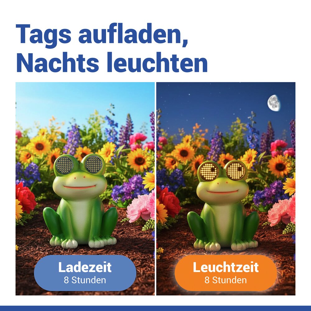 FROSCH Gartenfigur mit blinkenden LED-Augen
