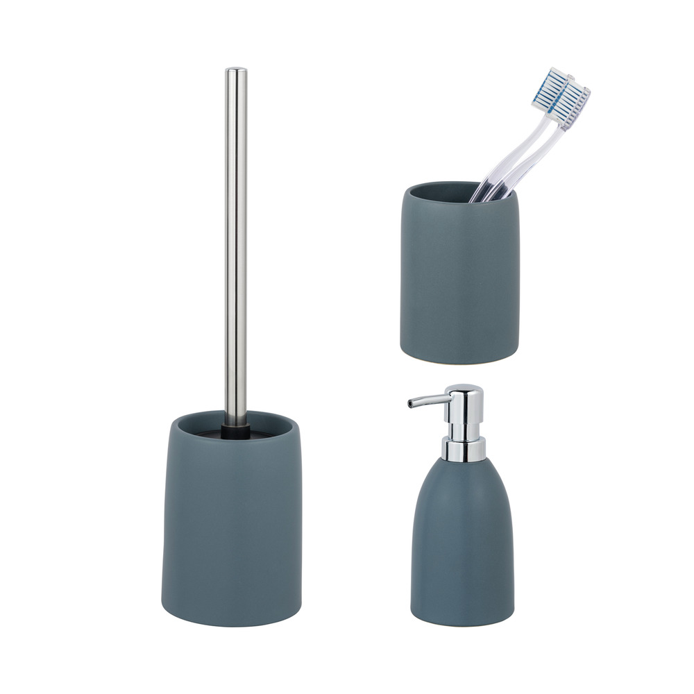 Keramik Bad-Accessoire Set Mod. FUNO, Blau, 3-teilig